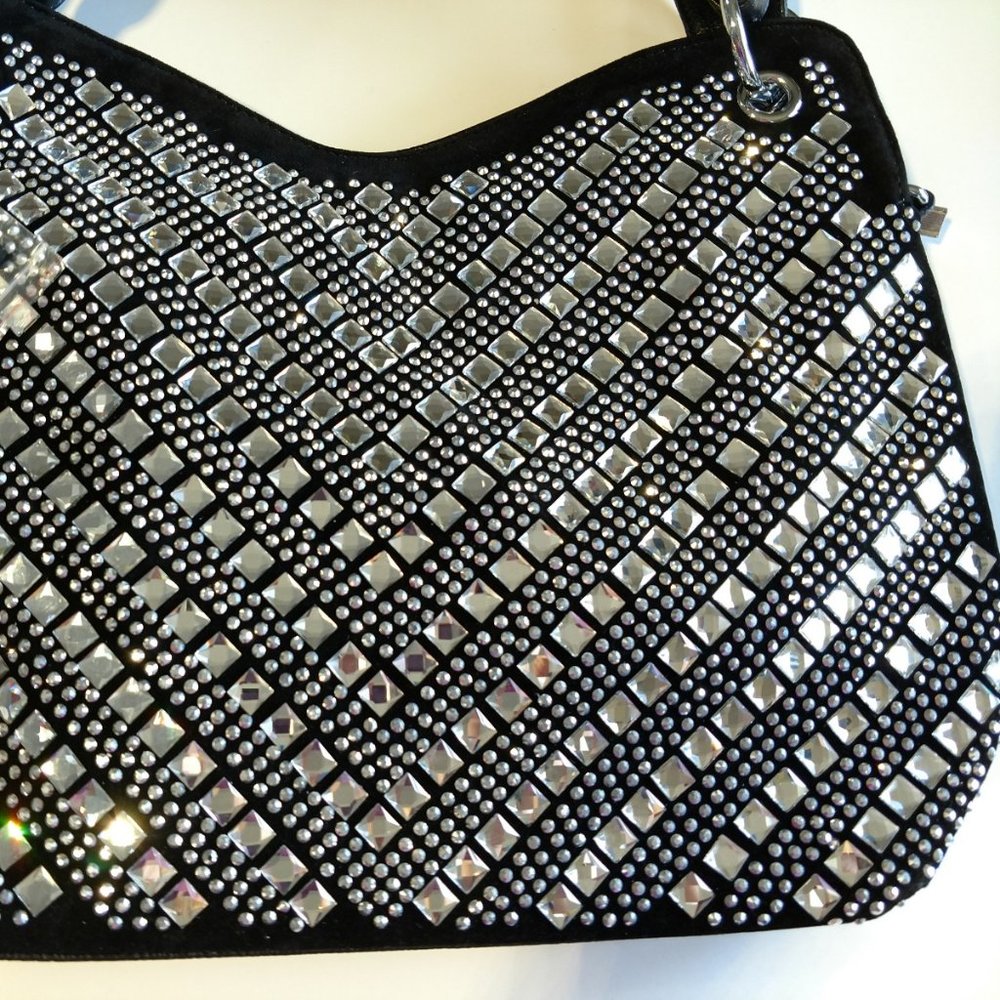 Beautiful Black Square Rhinestone Handbag